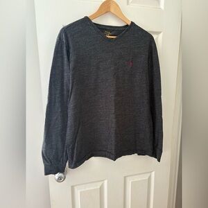 Polo Ralph Lauren grey long sleeve v-neck cotton shirt size large